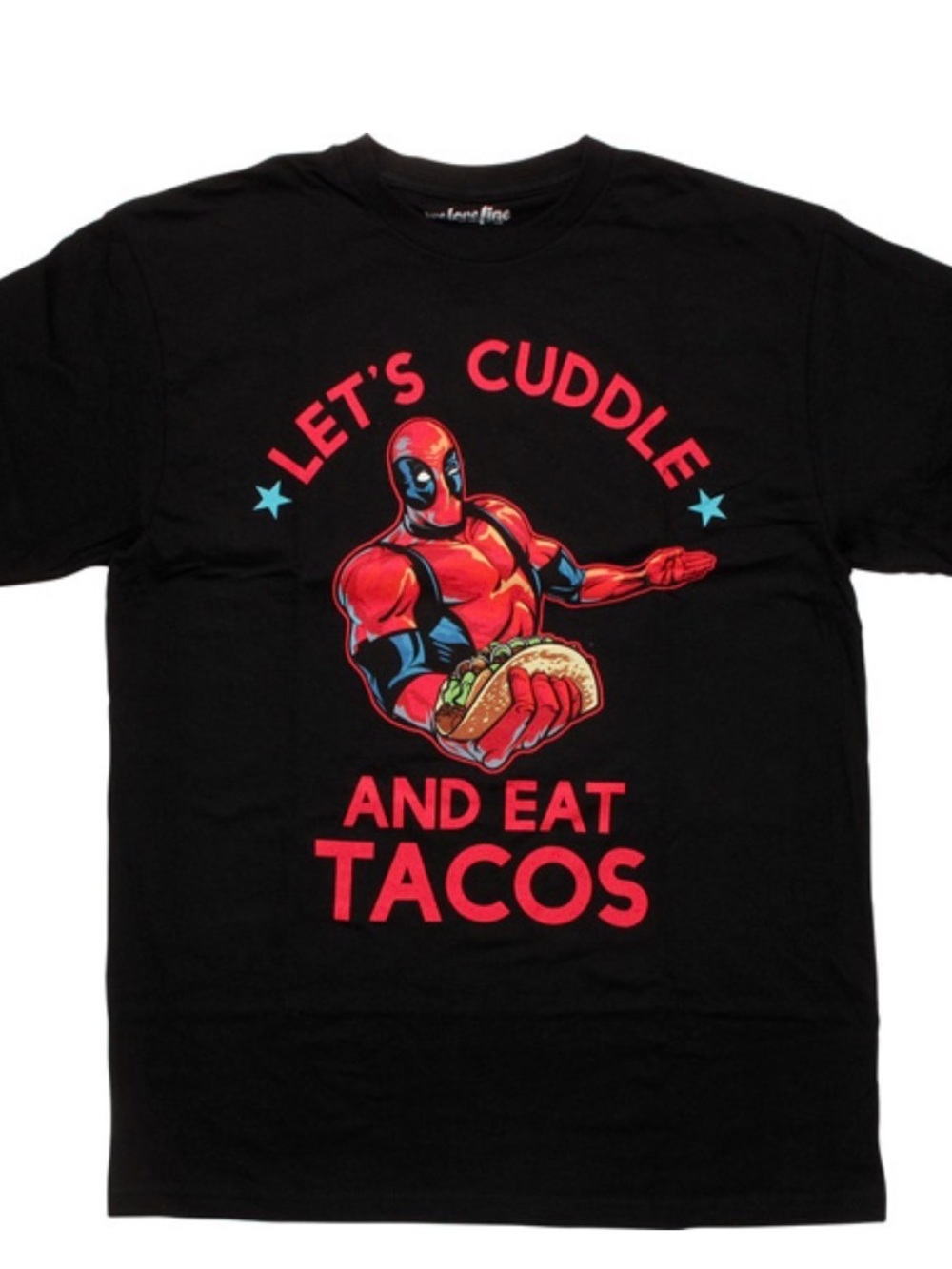 Marvel Deadpool Let’s Cuddle Eat Tacos T-Shirt Men’s Medium